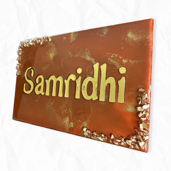 Samridhi Niwas Metallic Chocolate Brown Resin Coated Nameplate3