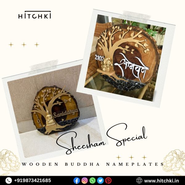 Serenity Meets Style – Adorn Your Entrance with Sheesham Wooden Buddha Nameplates