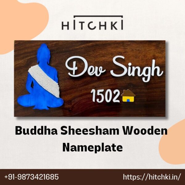 Serenity in Style Buddha Sheesham Wood Nameplate