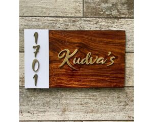 Sheesham Nameplate with acrylic white sheet