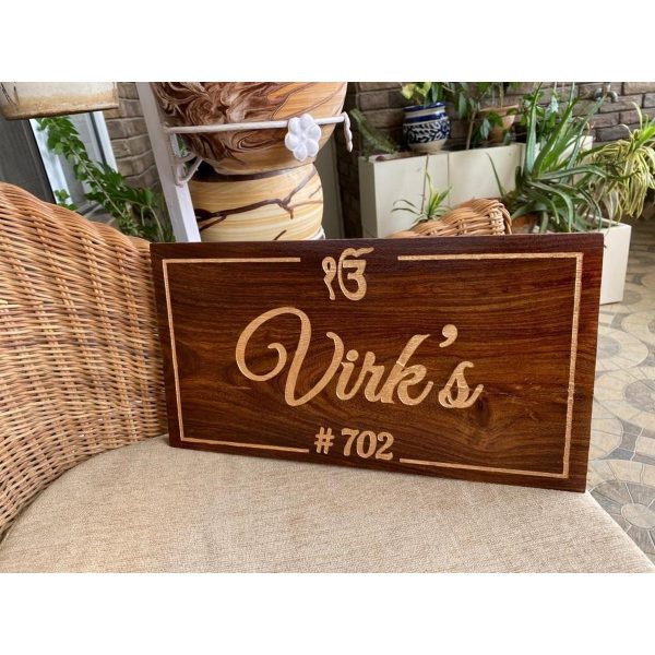 Sheesham Wood Engraved Nameplate 2
