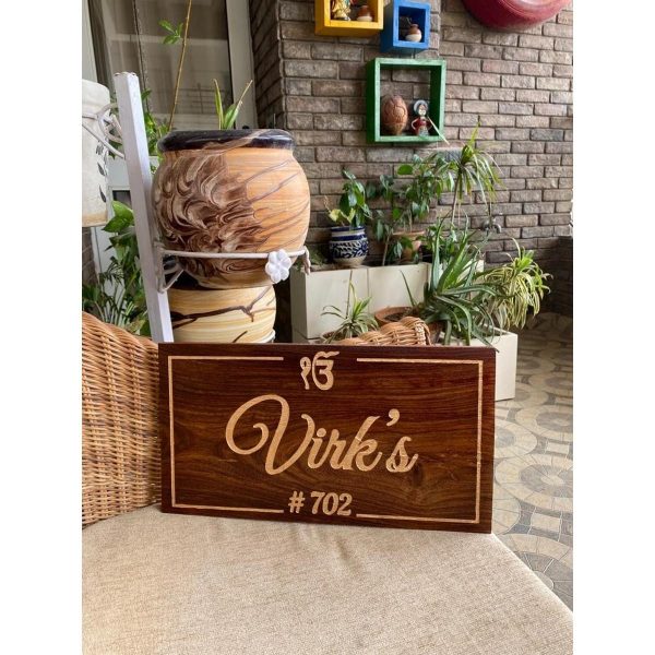 Sheesham Wood Engraved Nameplate 3