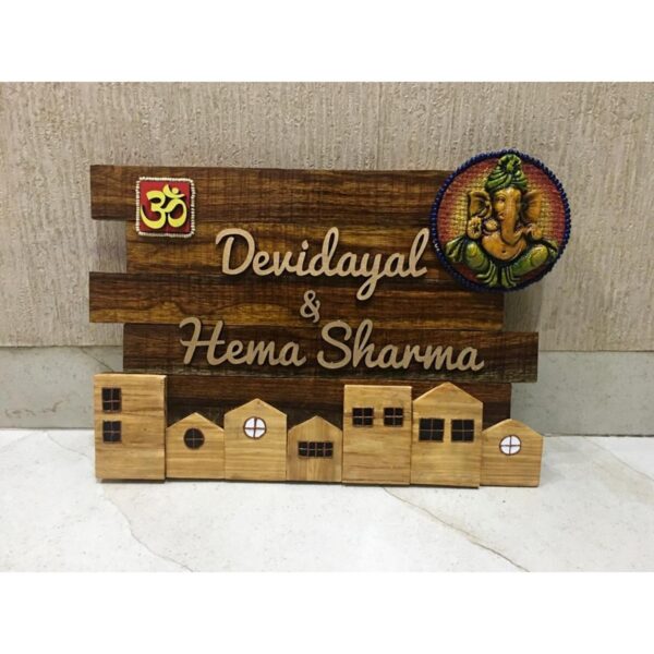 Sheesham Wood Ganesha Huts Nameplates