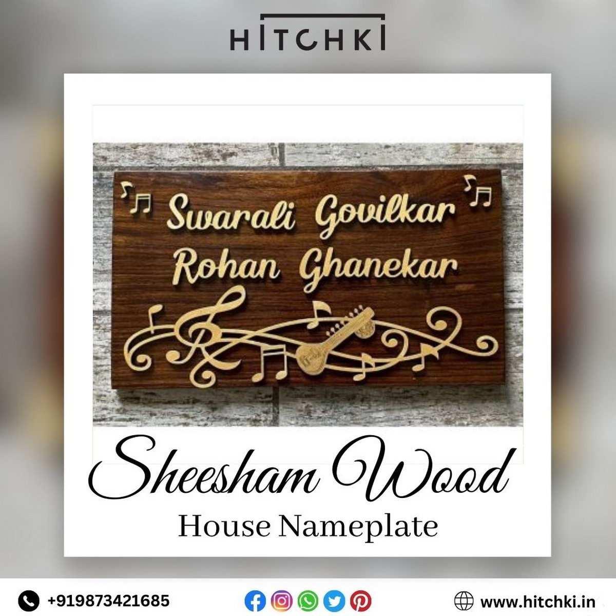 Sheesham Wood House Nameplate