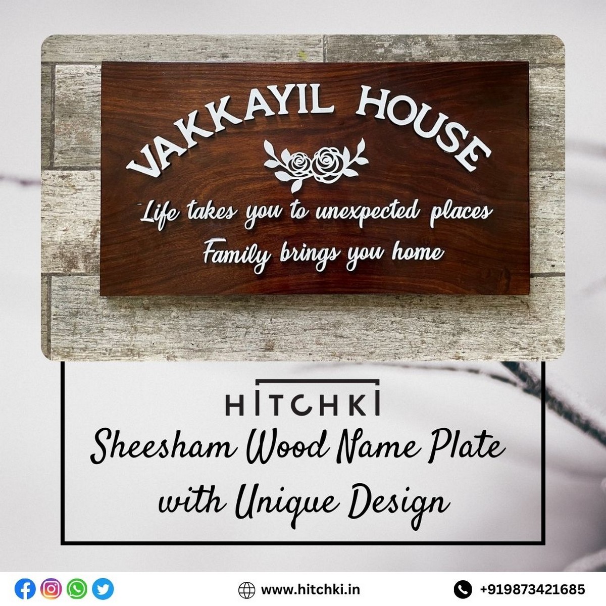 Sheesham Wood Name Plate