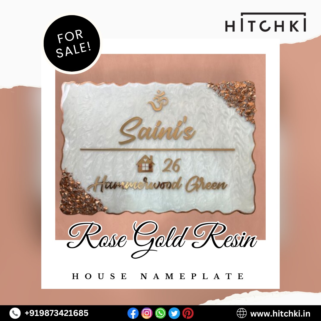Shine Bright with Style – Rose Gold Resin House Nameplate to Glam Up Your Entrance