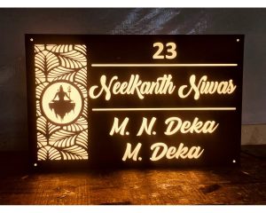 Shiv Ji Jali Design Acrylic LED Name Plate