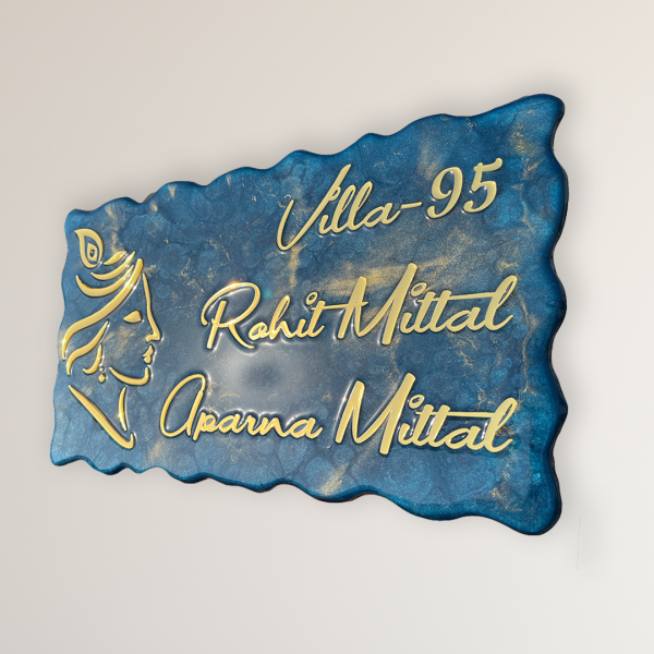 Shree Krishna Blue Metallic Resin Coated Nameplate 1