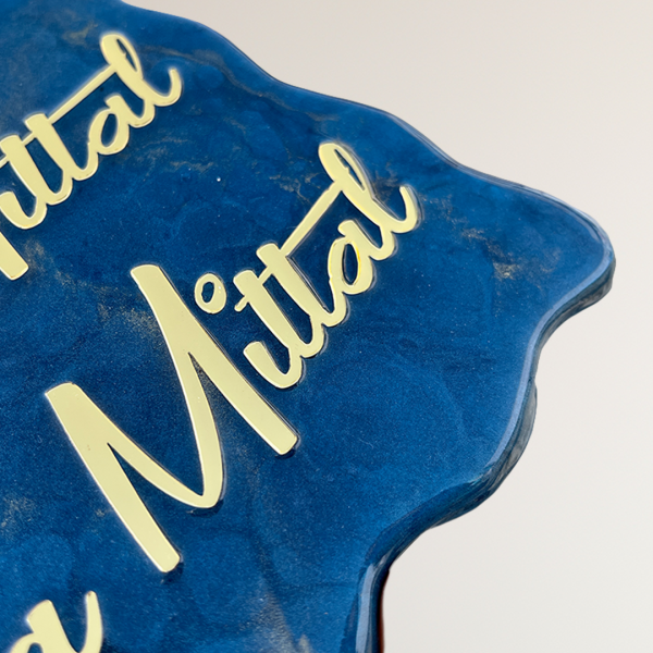 Shree Krishna Blue Metallic Resin Coated Nameplate 2