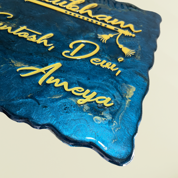 Shree Krishna Blue Metallic Resin Coated Nameplate 4