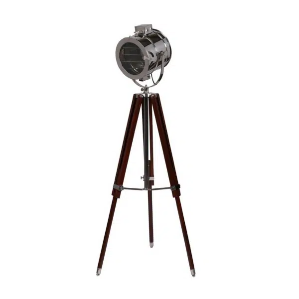 Silver Stainless Steel Made Standing Spotlight With Wooden Tripod 3