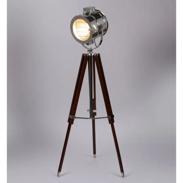 Silver Stainless Steel Made Standing Spotlight With Wooden Tripod 4