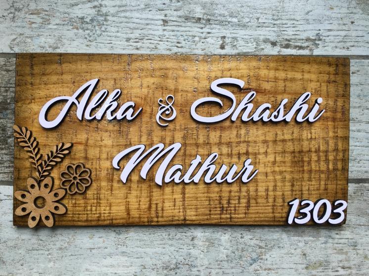 Simple and Cute Wooden Plywood Nameplate