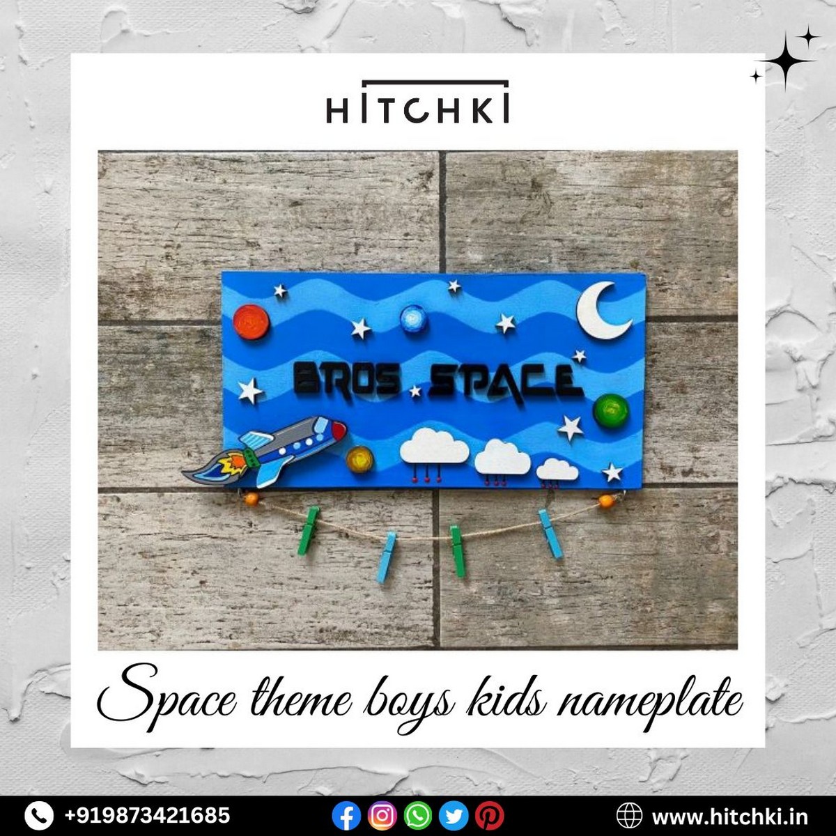 Space Theme Boys Nameplate