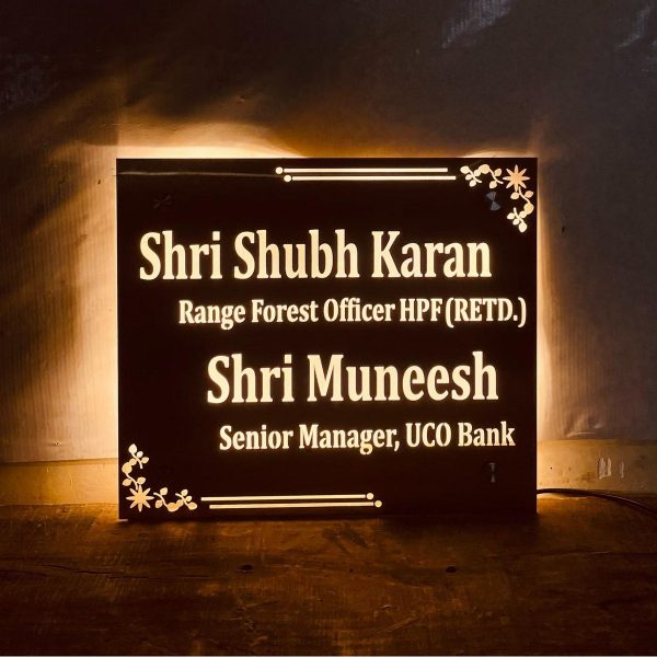 Stainless Steel 304 Grade Metal LED Name Plate Golden SS Matt