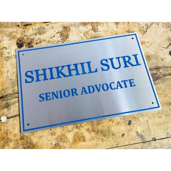 Stainless Steel CNC Engraved Name Plate (Blue Colour)1