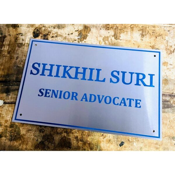 Stainless Steel CNC Engraved Name Plate (Blue Colour)2