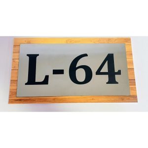 Stainless Steel Door Name Plate with Wooden Texture Acrylic