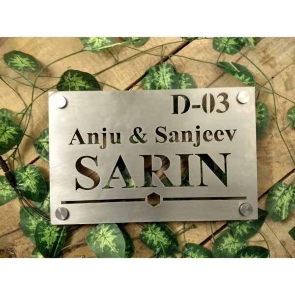 Stainless Steel Laser Cut Light Name Plate warm white light SS 304