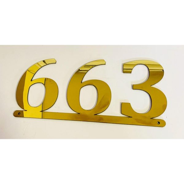 Stainless steel golden gloss house number wall name plate 3