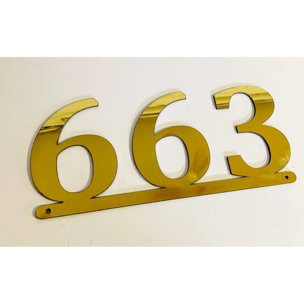 Stainless steel golden gloss house number wall name plate 3 2
