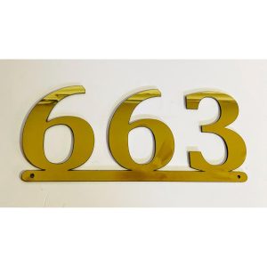 Stainless steel golden gloss house number wall name plate 3 3