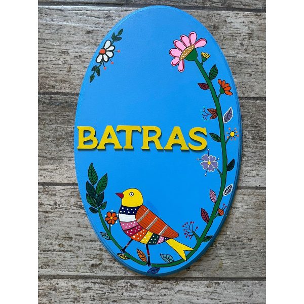 The Chirpy Bird Oval Wooden Garden Theme Nameplate