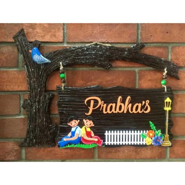 Tree Branch and Plaque Wooden Nameplate 1