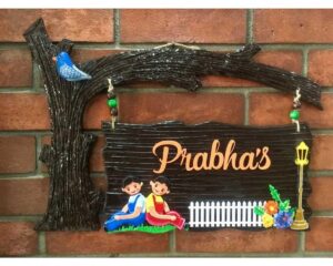 Tree Branch and Plaque Wooden Nameplate 1