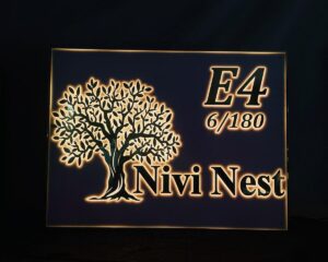 Tree Design Acrylic Customizable LED House Name Plate