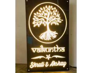 Tree Design Acrylic LED Home Name Plate