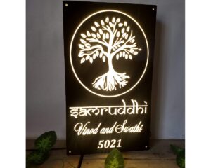 Tree Design LED Acrylic Name Plate waterproof