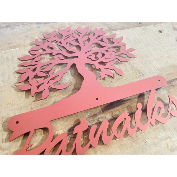 Tree Design Metal House Name Plate   Rose Gold 2