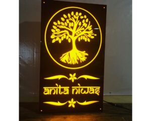 Tree Design Waterproof LED Acrylic Name Plate