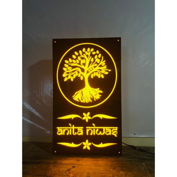 Tree Design Waterproof LED Acrylic Name Plate3 600x600 1