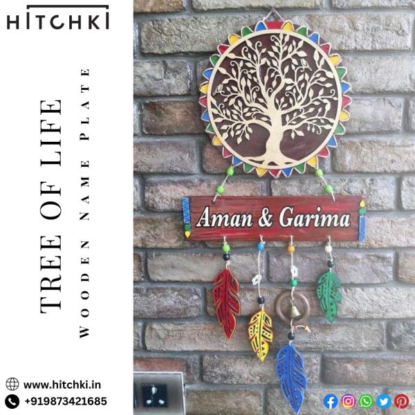 Tree Wooden Name Plate – Elegant,Nature-Inspired Home Décor