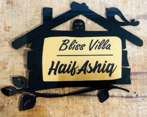 Unique Acrylic Laser Cut Hut Design Home Name Plate