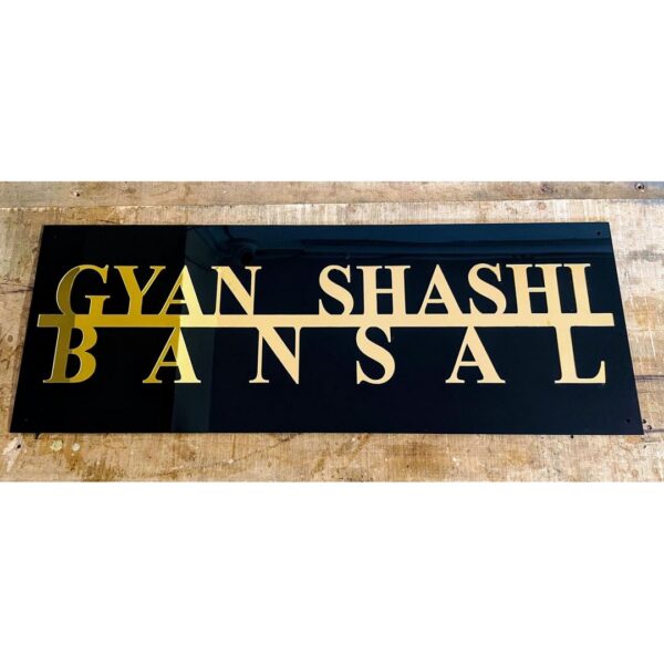 Unique Design Black and Golden Acrylic Home Name Plate