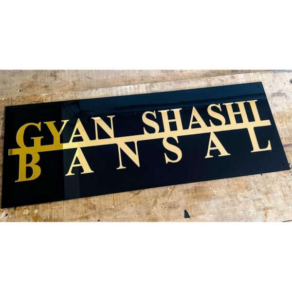 Unique Design Black and Golden Acrylic Home Name Plate1
