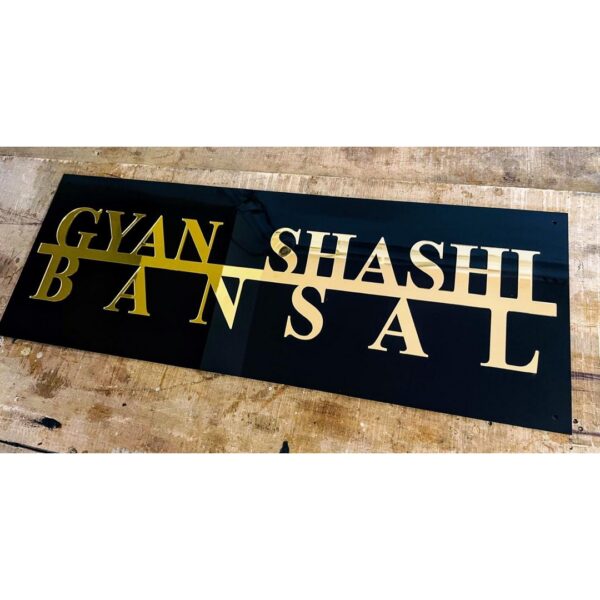 Unique Design Black and Golden Acrylic Home Name Plate2