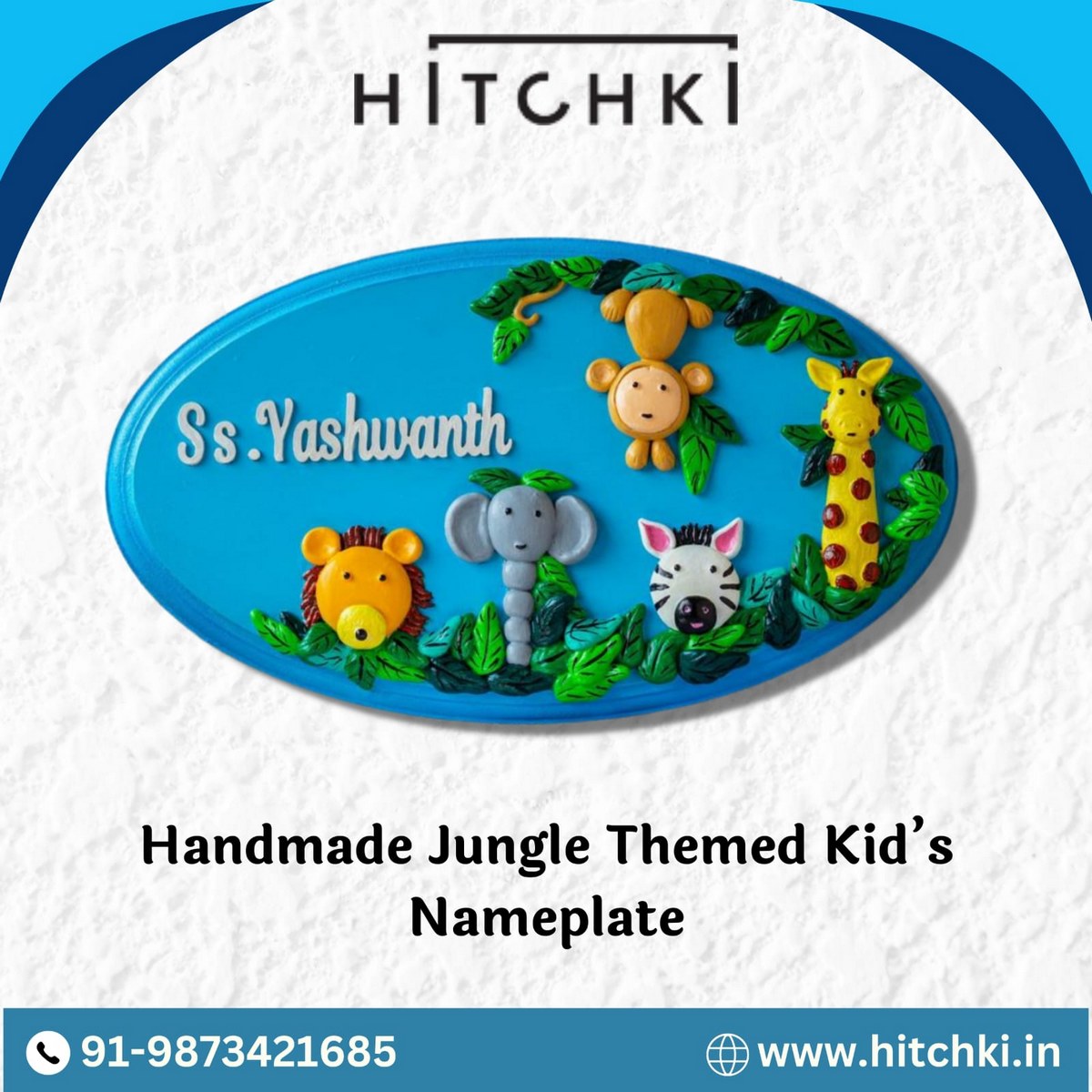 Unique Jungle Themed Kids Nameplaete Handmade