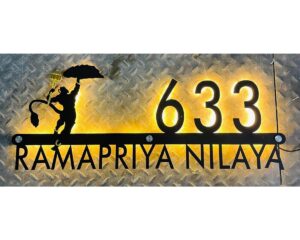 Unique Metal LED Waterproof Home Name Plate – Hanuman Ji Design