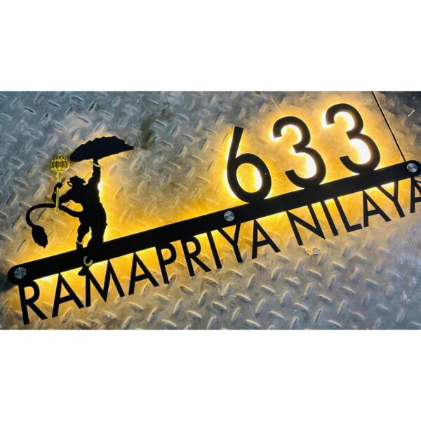 Unique Metal LED Waterproof Home Name Plate – Hanuman Ji Design2