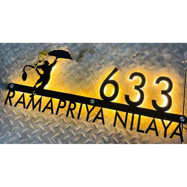 Unique Metal LED Waterproof Home Name Plate – Hanuman Ji Design4