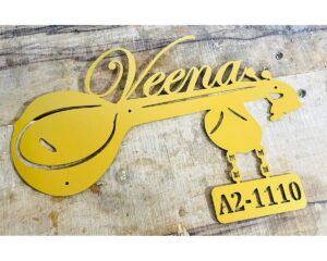 Unique Veena Metal CNC Laser Cut Name Plate – Personalized Elegance for Your Space!