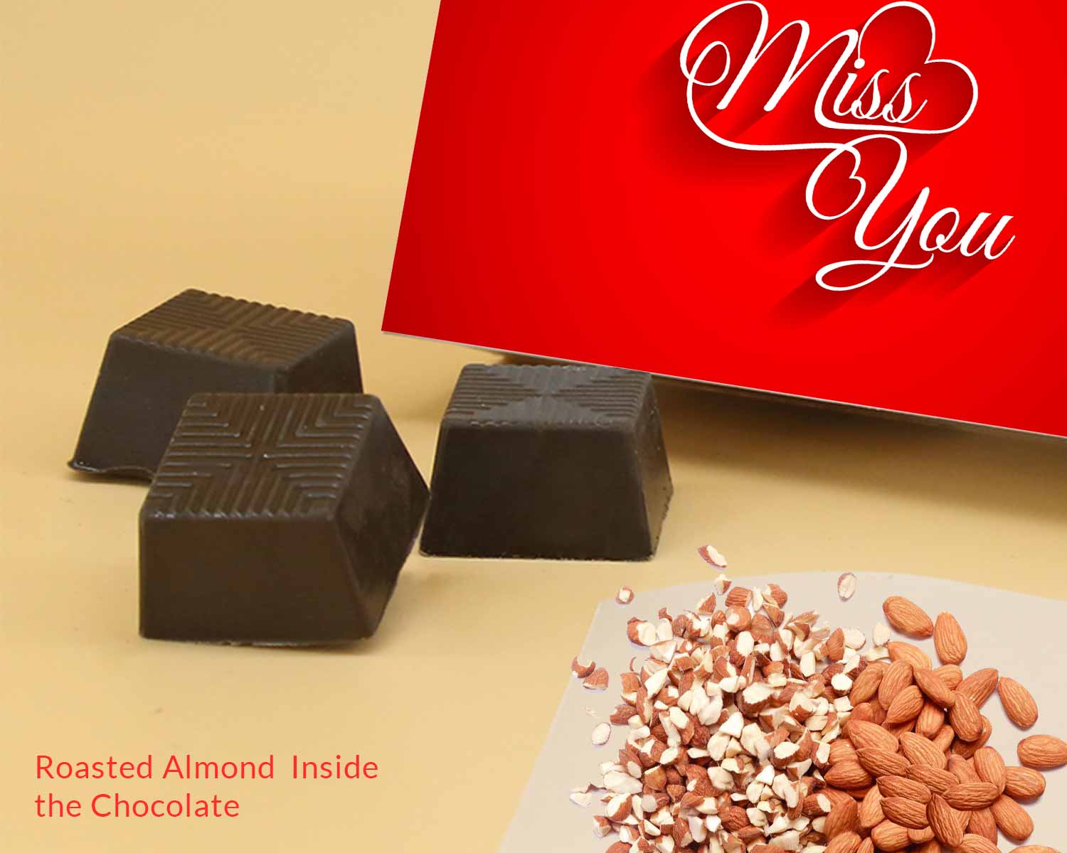 Special Printed Chocolates with Roasted Almonds for valentines day