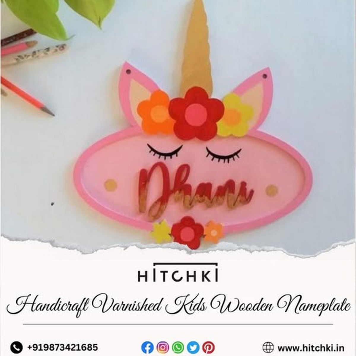 Varnished Kids Wooden Nameplate