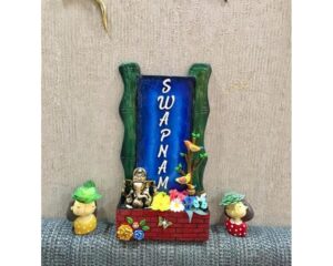 Vertical Bamboo With Ganesha Wooden Nameplate 1