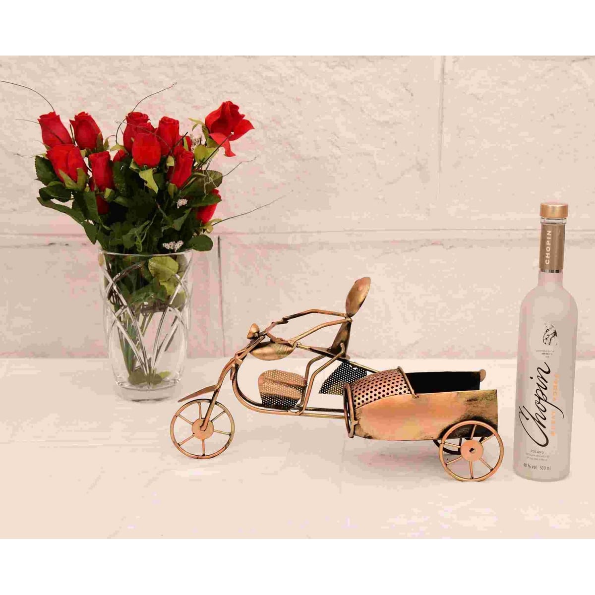 Golden Shade Vintage Bike Style Wine Bottle Stand  