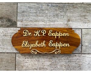 Vintage Shaped Sheesham Wood Nameplate